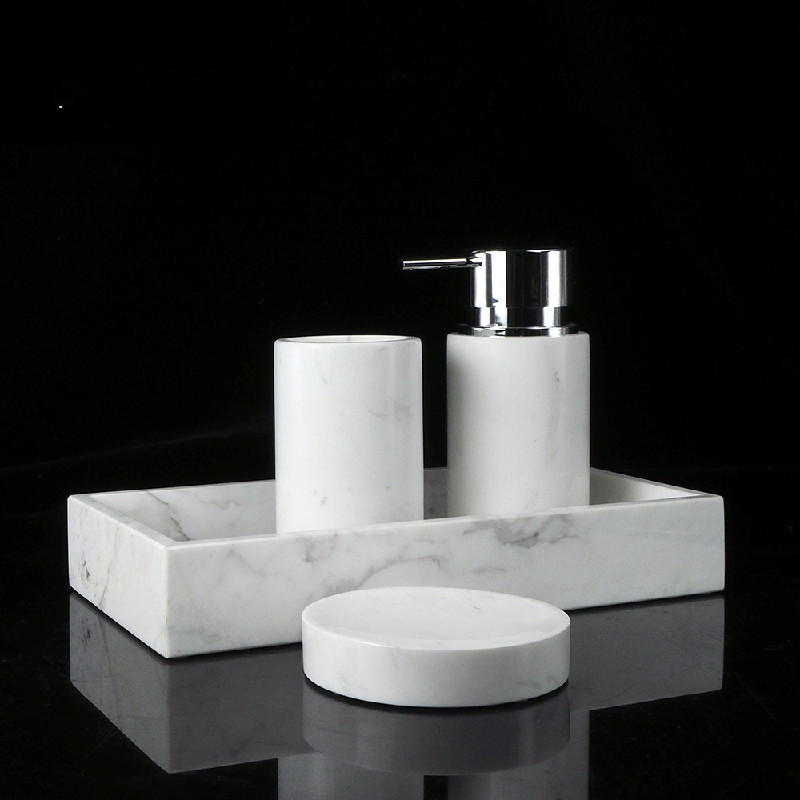 Three-piece Suit White Marble Electric Toothbrush Holder Home Hotel Bathroom Accessories Supplies Gl