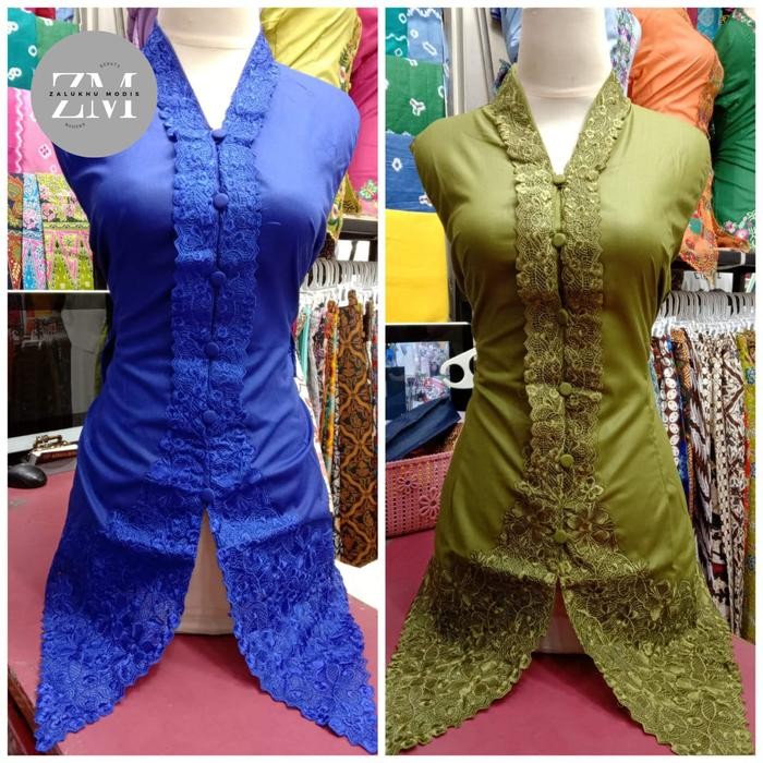 kebaya encim modern bordir polos lengan panjang / kebaya encim wanita