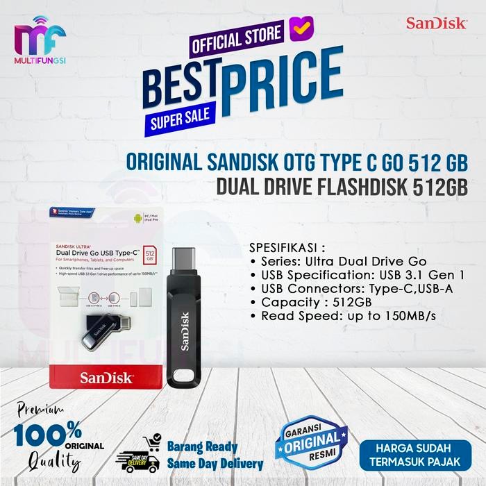 ORIGINAL SANDISK OTG TYPE C GO 512 GB DUAL DRIVE FLASHDISK 512GB