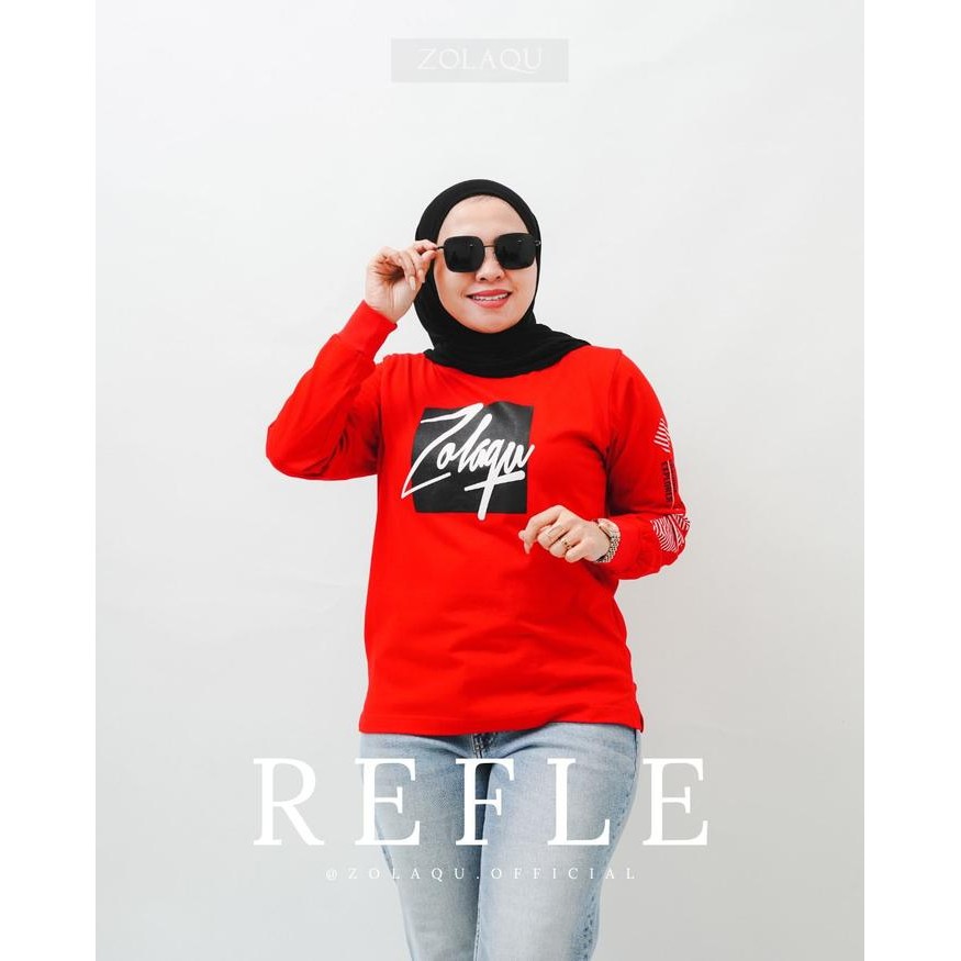 Pilihan- Zolaqu - Atasan Kaos Wanita Size Cotton Combed 20S Merah Refle