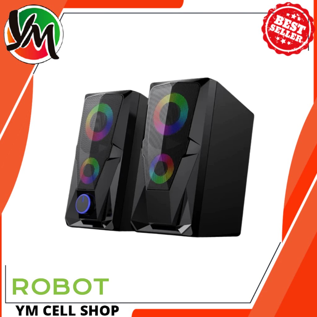 Speaker ROBOT RS200 RGB Lighting Speaker Komputer PC Laptop Super Bass Portable