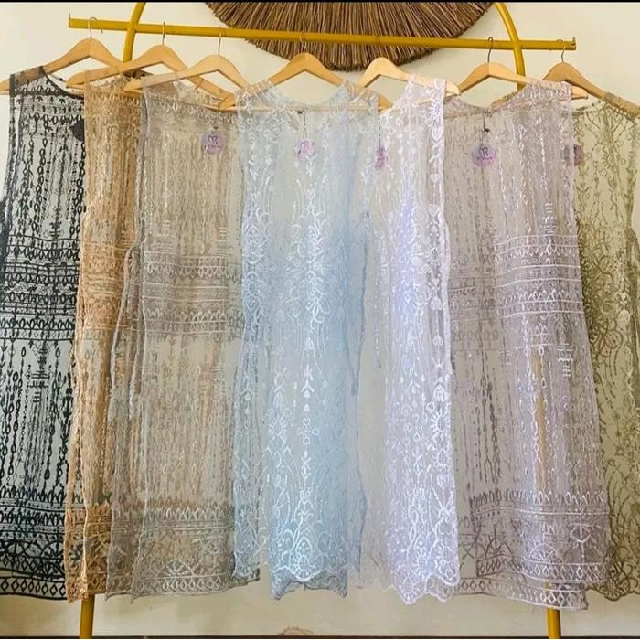 Pilihan- Outer Kardigan Long Vest Brukat/Rompi Brukat/Luaran Gamis/Outer Terbaru Tileu Brukat