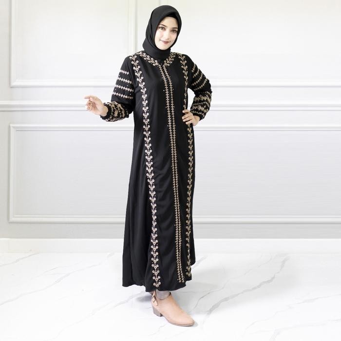 Abaya Hitam Turkey warna polos hitam variasi Polos warna Maxi Dress, Gamis ini busui friendly ya..