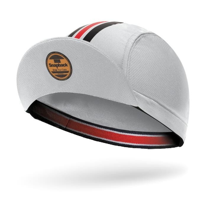 Ready Snapback Topi Sepeda Dewasa SNPBCK Putih Strip Hitam Merah Supreme