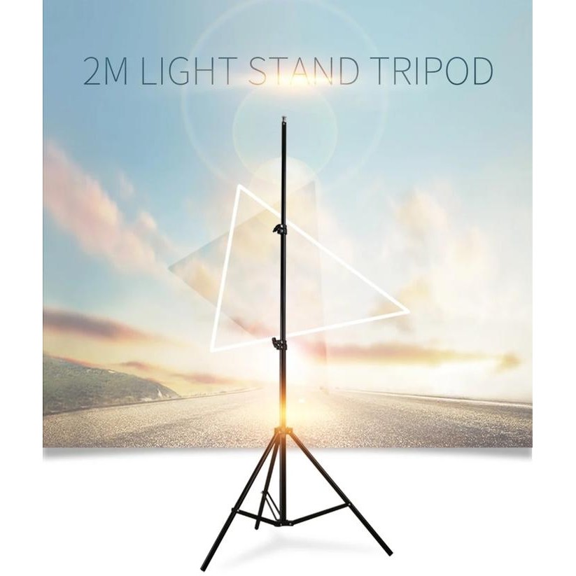 TERMURAH Tripod Handphone Hp Tripod Kamera Tripod Lampu Tinggi 2,1 Meter Bahan Besi Full Hitam