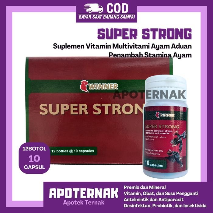 SUPER STRONG AYAM 1BOX (12 BOTOL@10KAPSUL) - SUPLEMEN VITAMIN AYAM ADU
