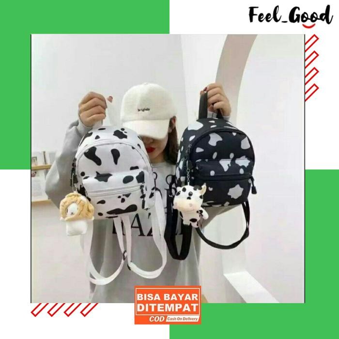 Top Tas Ransel Mini Motif Sapi Tas Ransel Modis Tas Remaja