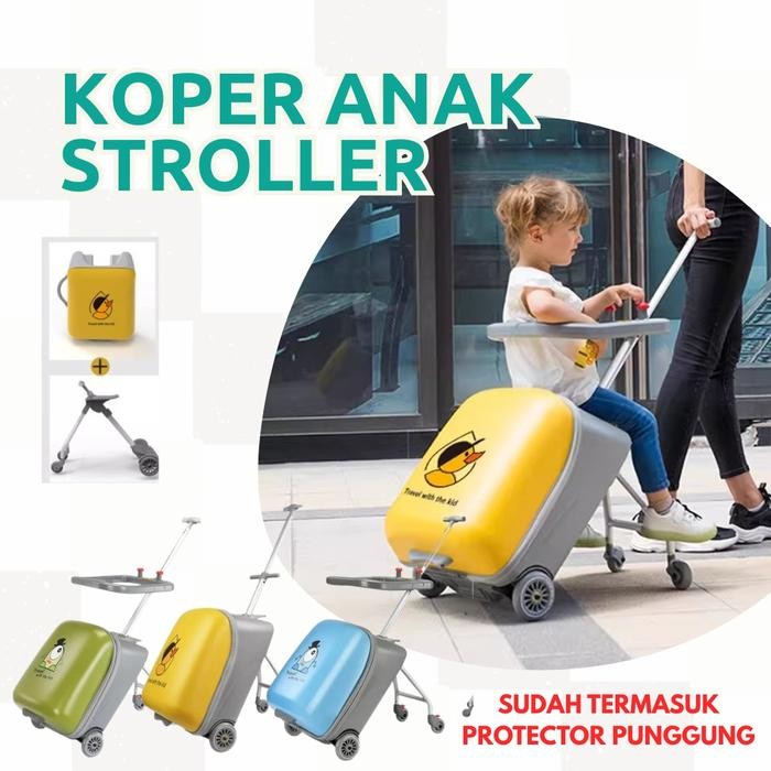 Koper Stroller Anak Koper Q-Box Lazy Luggage 2 In 1 Koper Duduk Anak Qbox Q-Box