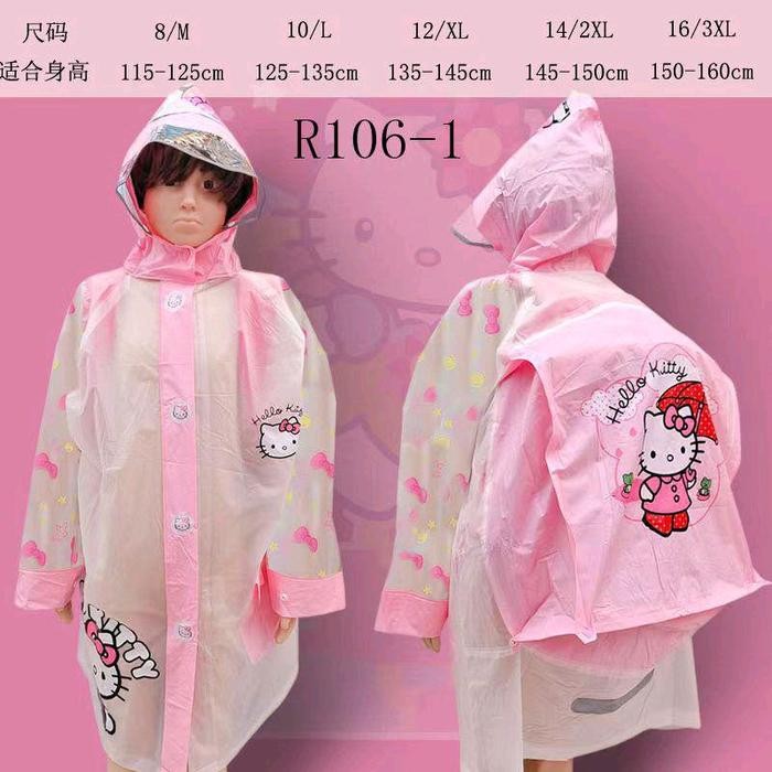 Jas hujan anak ransel / Mantel hujan anak / Jaket hujan anak dengan tas ransel