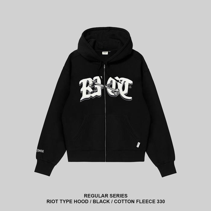 DISKON RAWTYPE RIOT Riot Type Hoodie - Black READY STOCK