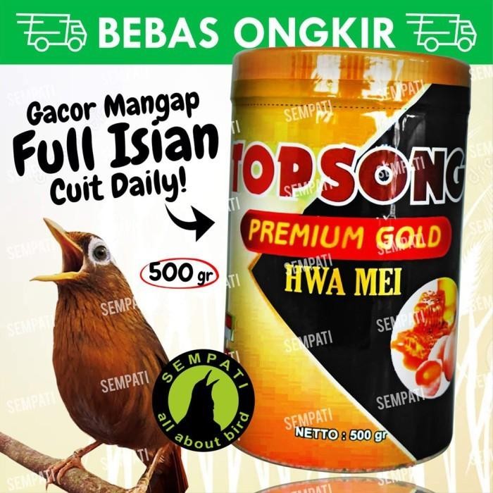 ces0- Topsong Premium Gold Hwa Mei Kaleng Pakan Burung Wambi Hwamei Poksay