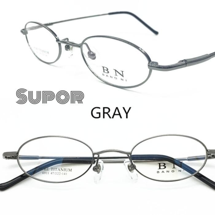 Promo Ff53 Oval Full Frame Kacamata Titanium Pria Wanita Buat Minus Tinggi