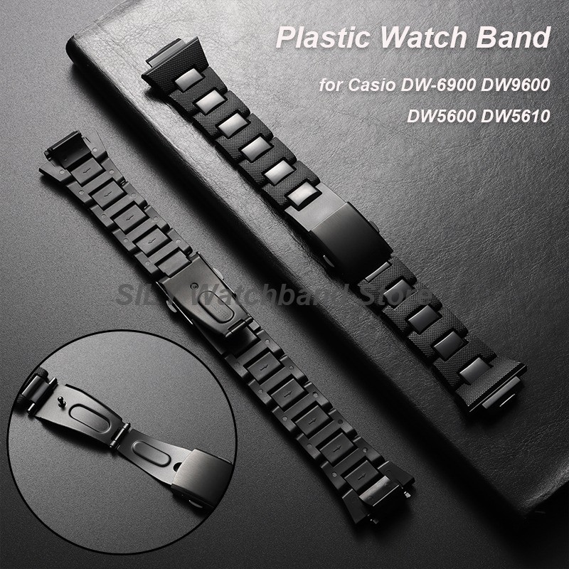 IMPORT for Casio DW6900/DW9600/GW-M5610/DW5600 PVC Watch Band Plastic Men Strap 16mm Sport Bracelets