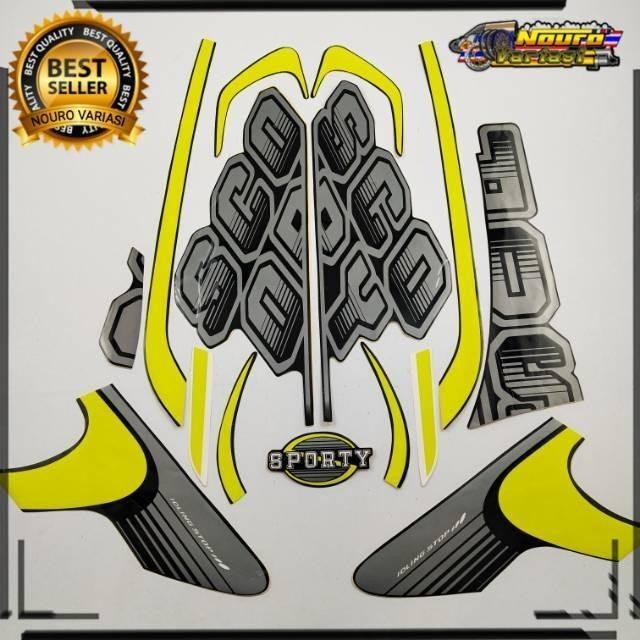 ORIGINAL Aksess Motorcycle stiker striping motor honda scoopy 2017 sporty hitam yellow list body