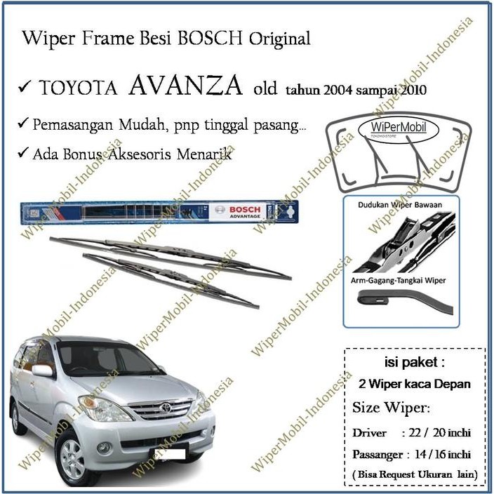 Wiper Toyota Avanza 2004 2005 2006 2007 2008 2009 2010 Merk Bosch Ori