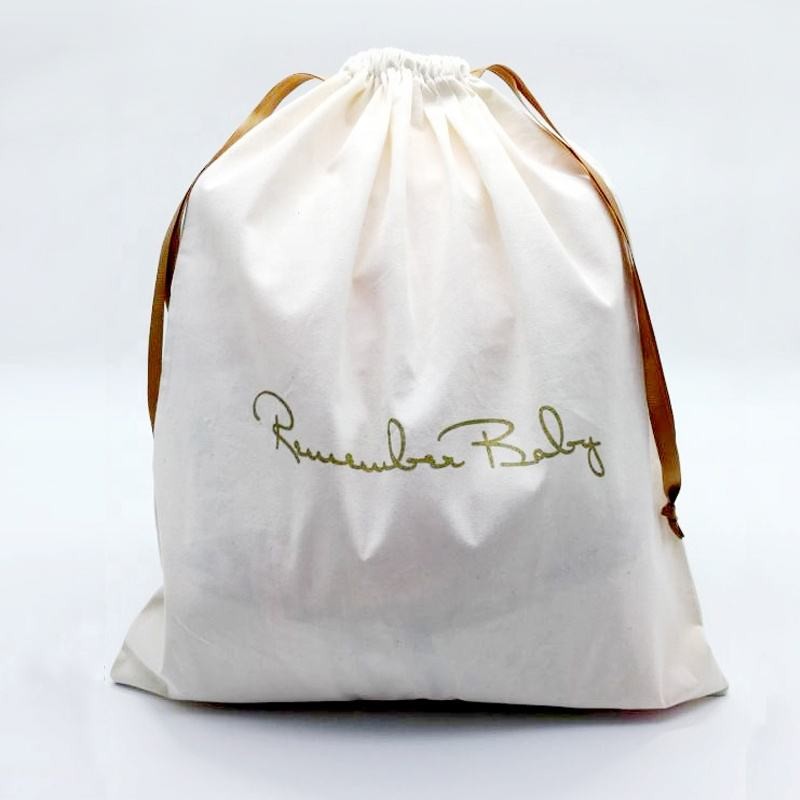 Wholesale White Gift Canvas Cotton Custom Drawstring Shoe Dust Bag Covers For Handbag Package Screen