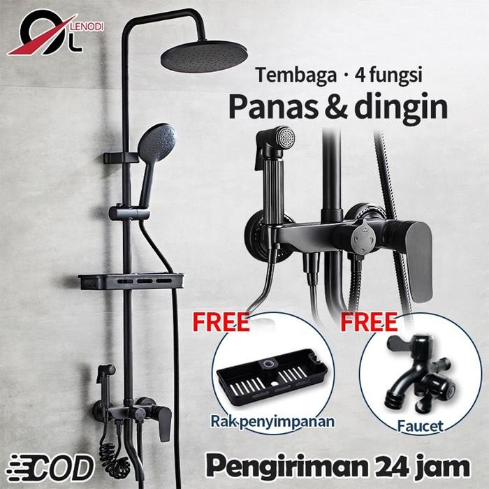 Onda Plumbing - Set Shower Kamar Mandi + Stand + Keran, Shower 1 Set Shower Bahan Stainless Persegi