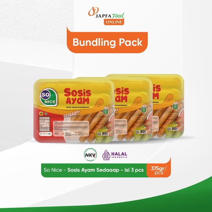 Instanbisa- So Nice Sosis Ayam Sedaaap 375Gr - Isi 3 Pack
