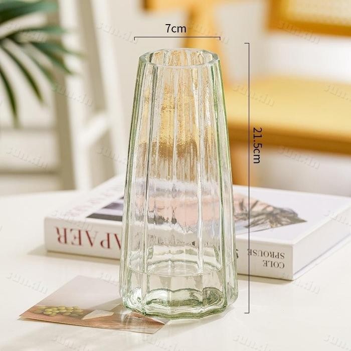 60qm- Sunxin Vas Bunga Kaca Bening 7*21.5Cm E04/ Vas Kaca Tinggi Bambu / Vas Bamboo / Vas