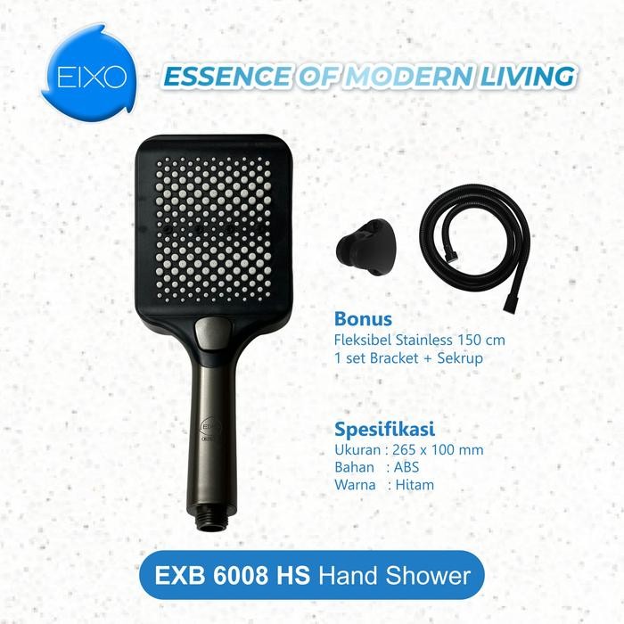 ORIGINAL Hand Shower EIXO BUFALO EXB 6008 HS - Stylish Berwarna Hitam, Dikenal dengan 3 Mode Output