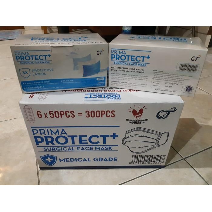 KJB PRIMA PROTECT+ Disposable Face Mask 3 Ply Masker (1 box isi 50 pcs)