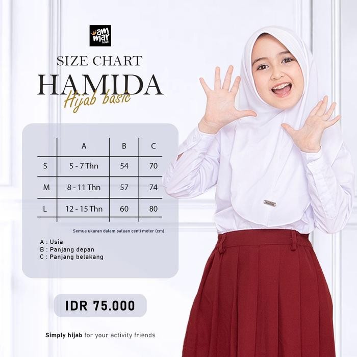 Jilbab Sekolah Anak SD Merah Maroon Ammar Kids Hamida Hijab Premium Ready Stock