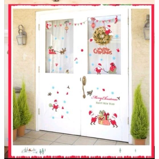 Stiker Film Motif Natal Santa Dekorasi Natal