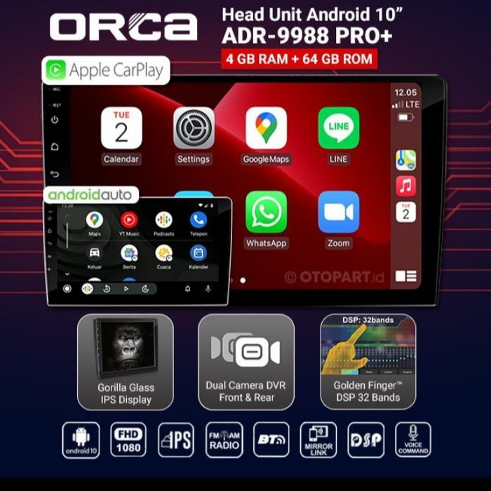 ANDROID ORCA ADR-9988 PRO+ CAMERA DVR RAIZE & ROCKY 10INCH