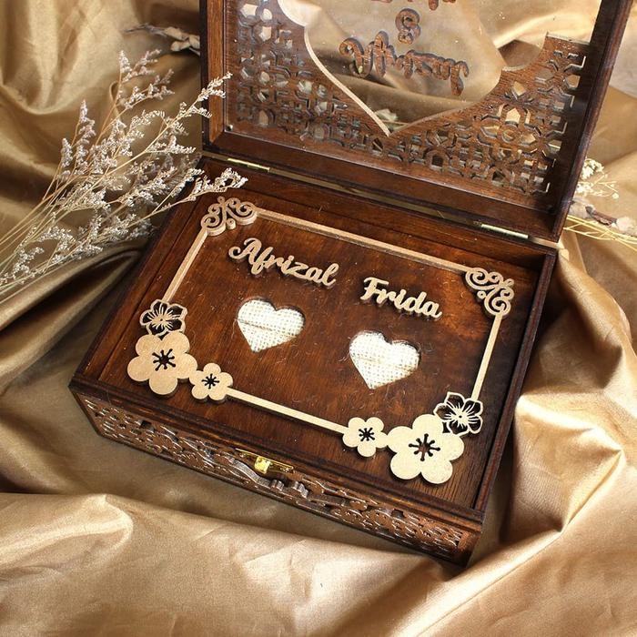 Ring Box Floral 20x15 Full Ukir / Kotak Cincin / Kotak Kayu