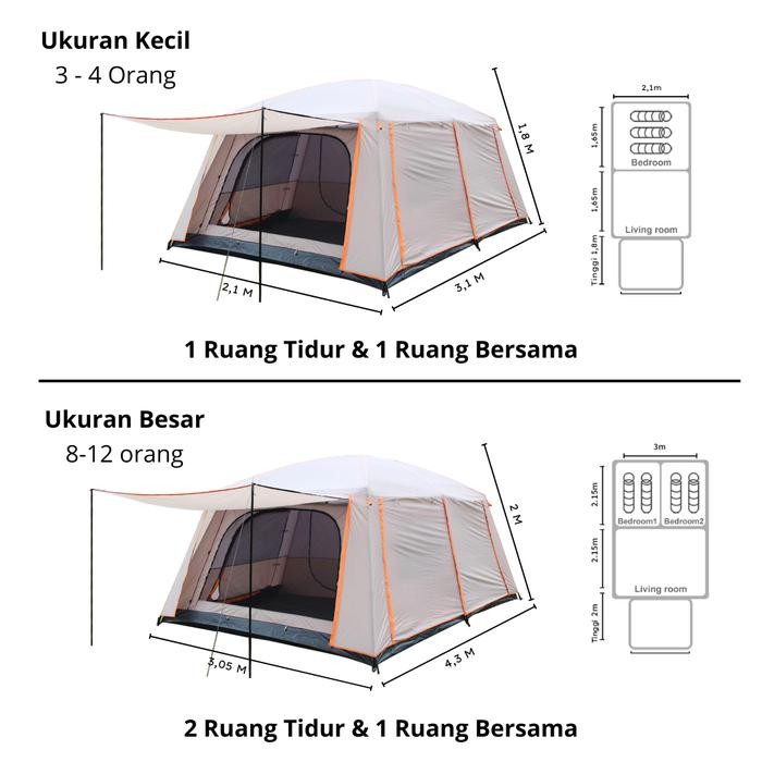 Tenda Camping Full Cover 8-12 Orang Waterproof Outdoor I Tenda Camping Keluarga Besar I Tent Family