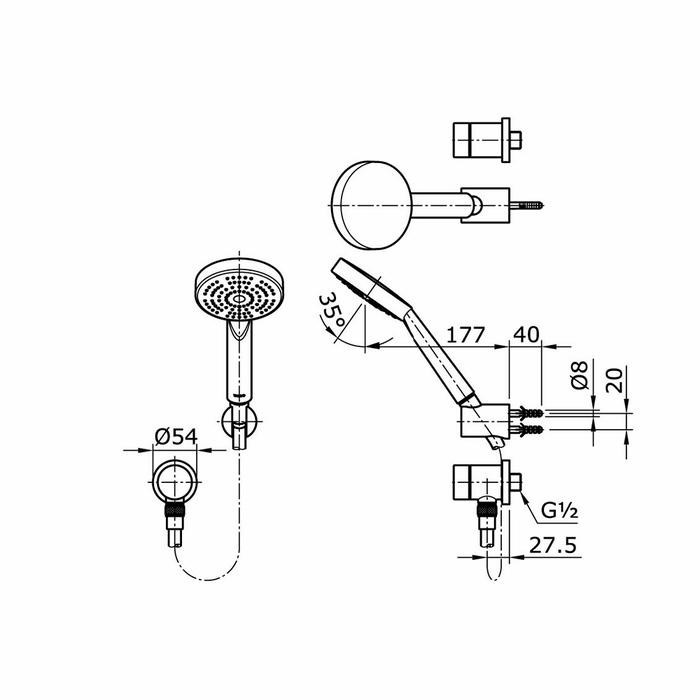Hand Shower Toto With Wall Outlet TX472SJZ / TX 472 SJZ