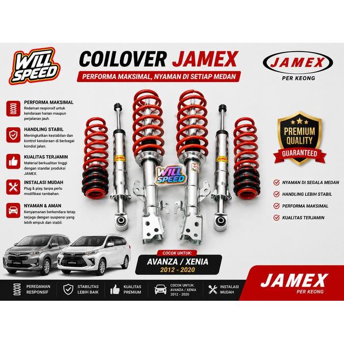 COILOVER COIL OVER JAMEX PER DAN SHOCK JAMEX AVANZA XENIA 2012-2021 GRAND NEW AVANZA XENIA BARONG - 