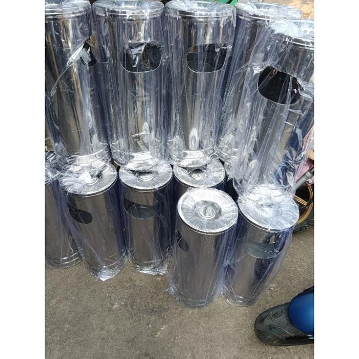 Terbaru Kurniashop_10 Asbak Tempat Sampah Tabung Besar Stainless Steel Tong Sampah Free Packing