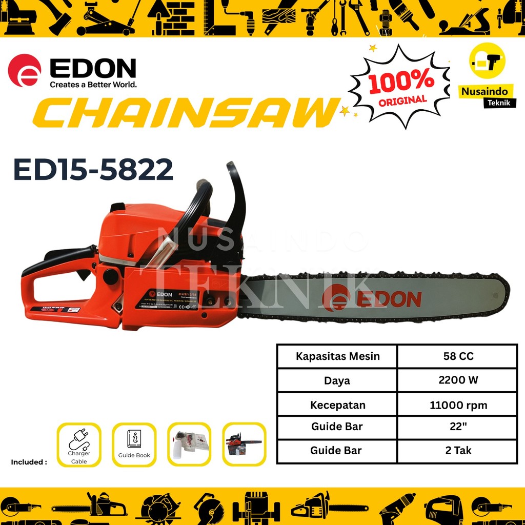 PROMO EDON Mesin Potong Kayu Mesin Sinso  Chainsaw Gergaji Potong Pohon Kayu Gergaji mesin EDON ED15