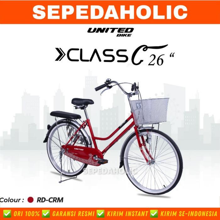 Sepeda Keranjang Dewasa CTB UNITED CLASS C 24 & 26 Inch Garansi Resmi - Red (RD CRM), 26 Inch