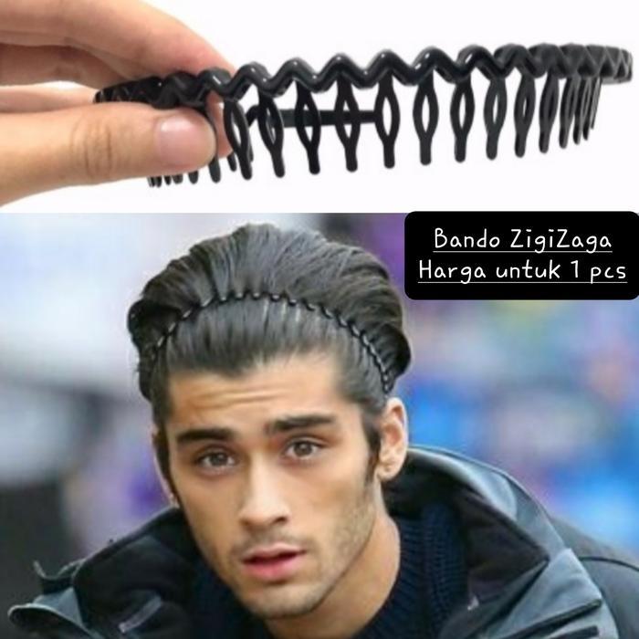 Bando Pria Premium Bando Hitam Rambut Tebal Bando Olahraga Fitness Zig Terlaris