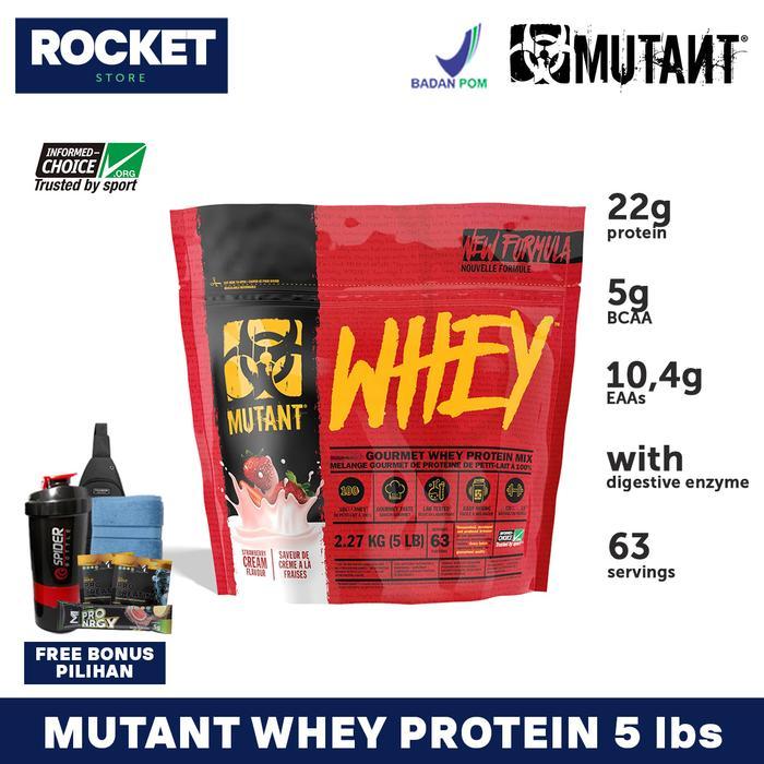 Mutant Whey Protein 5 Lbs (2.27 Kg) - Suplemen Fitness Gym Whey Isolate & Concentrate