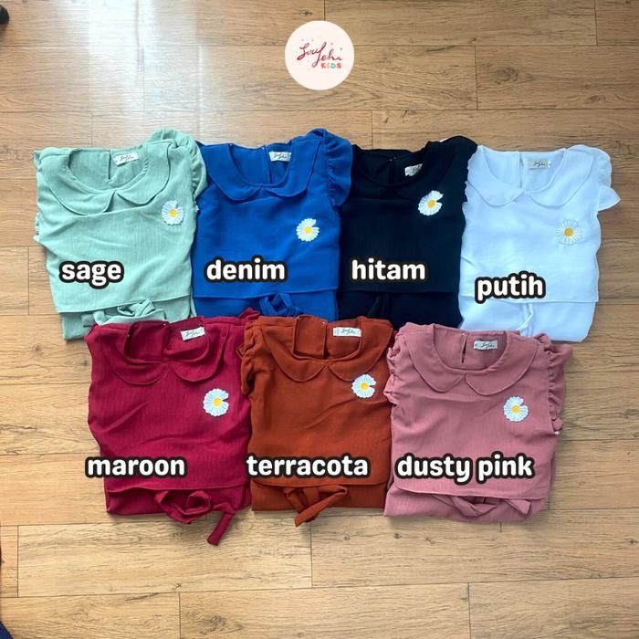 Soulleha Gas Anak na Crinkle Airflow 111 Tahun elegan zikra putih pakaian muslim anak perempuan