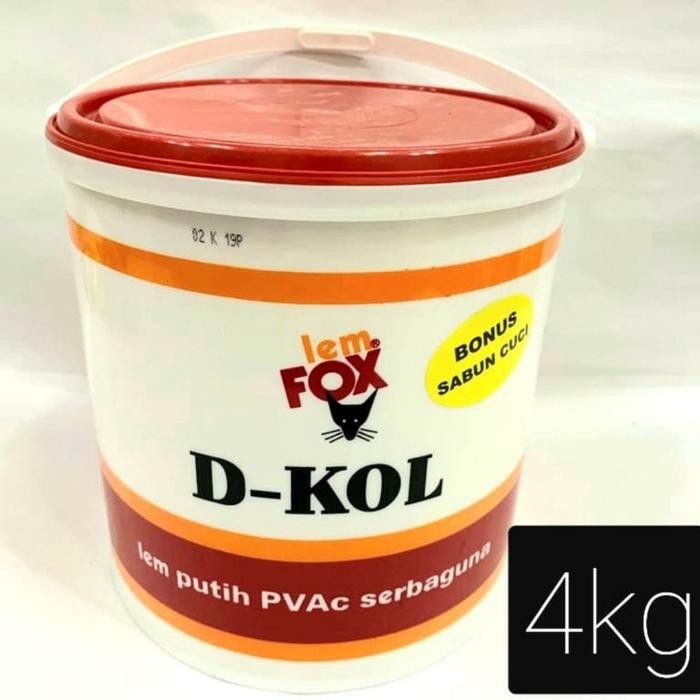 

LEM FOX D-KOL 4KG LEM REFILL PUTIH PVAC 4 KG LEM KAYU / KERTAS