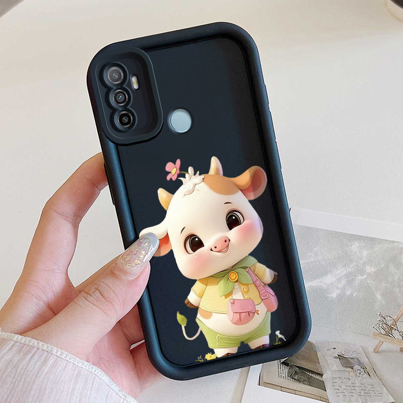 Casing Hp untuk OPPO A53 A53s A32 A33 2020 A11s Case Pola kartun kreatif sapi lucu Kasing ponsel sil