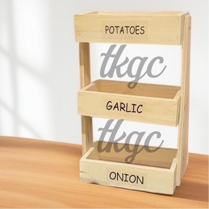 RAK BUMBU SUSUN 3/ BAWANG TEMPAT BUMBU DAPUR KAYU - 3SUSUN