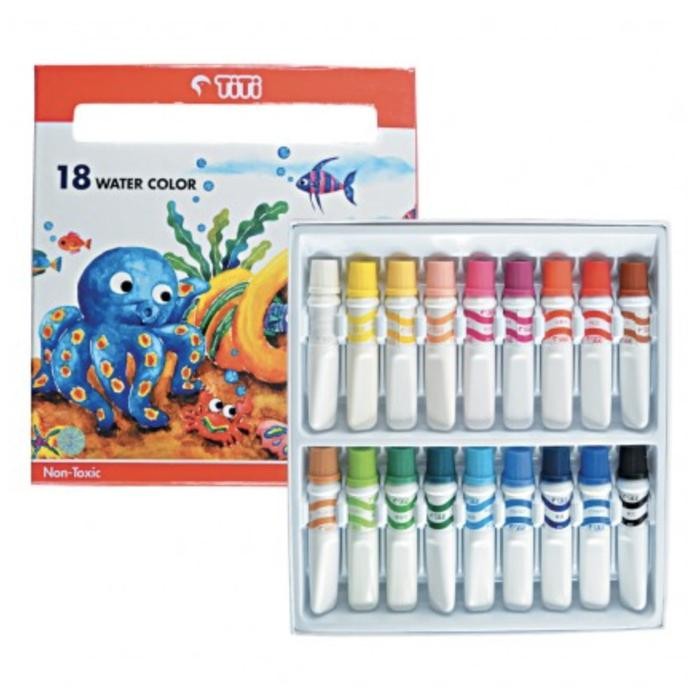 

NEW PRODUK CAT AIR SET TITI 18 WARNA 6ML WATERCOLOR PAINT LUKIS KANVAS KERTAS MAWAR-89