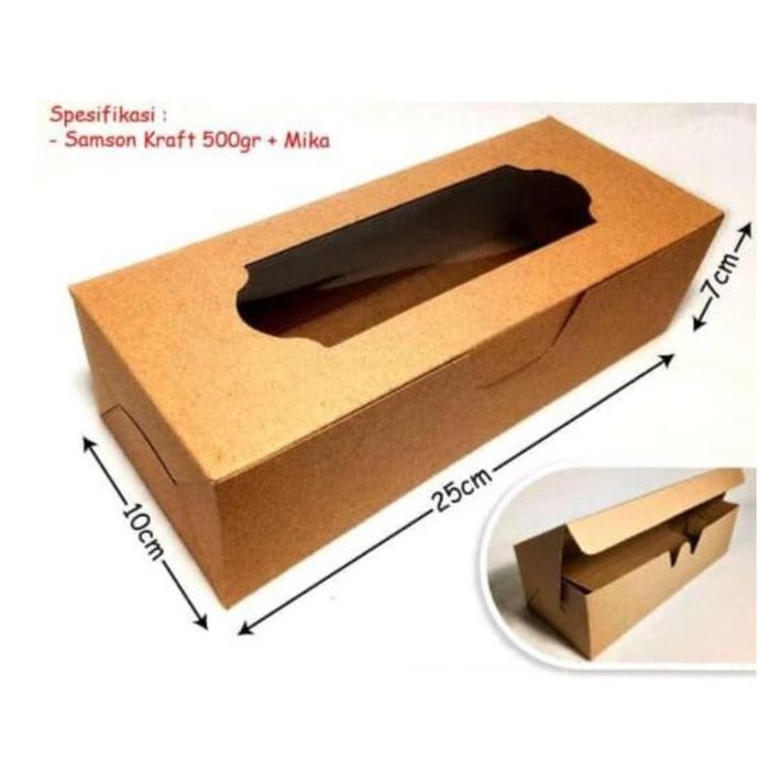 Bisa Gosend Box Samson Kraft Mika 25X10X7Cm-Dus Brownies Bolu Gulung
