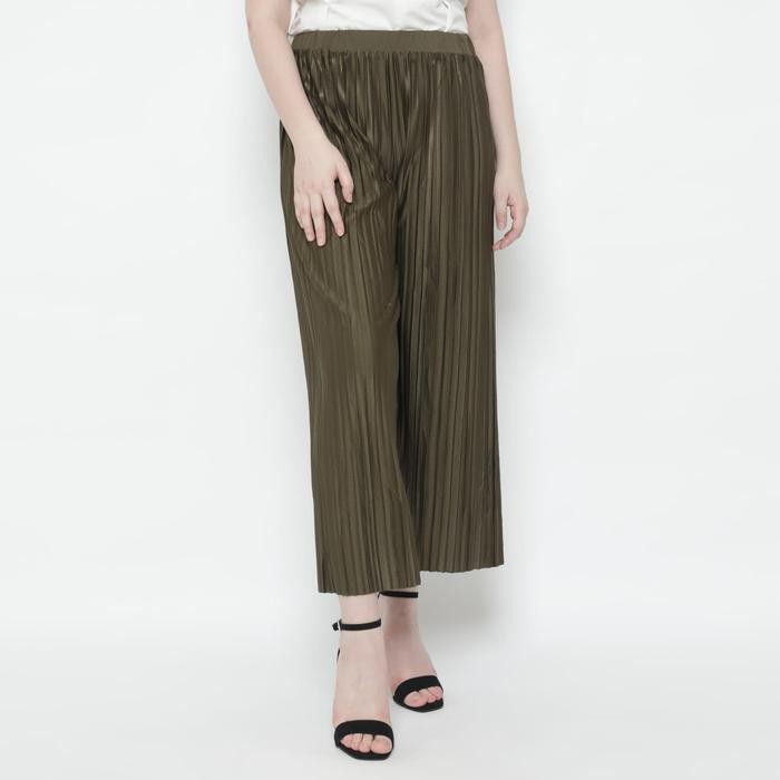 Ready Duapola Celana Panjang Kulot Plisket Box Wanita 78178 - Army