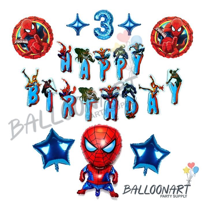 Pilihan- Spiderman Banner Dekorasi Set/Balon Foil Spiderman/Dekorasi Ultah Anak