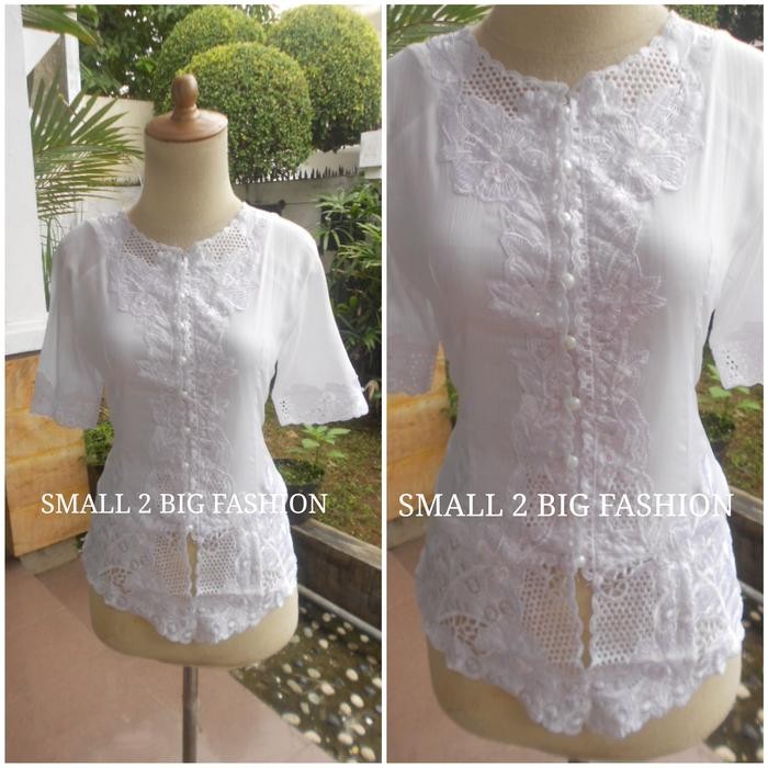 kebaya putih / kebaya katun semi sutera / kebaya pendek putih / kebaya