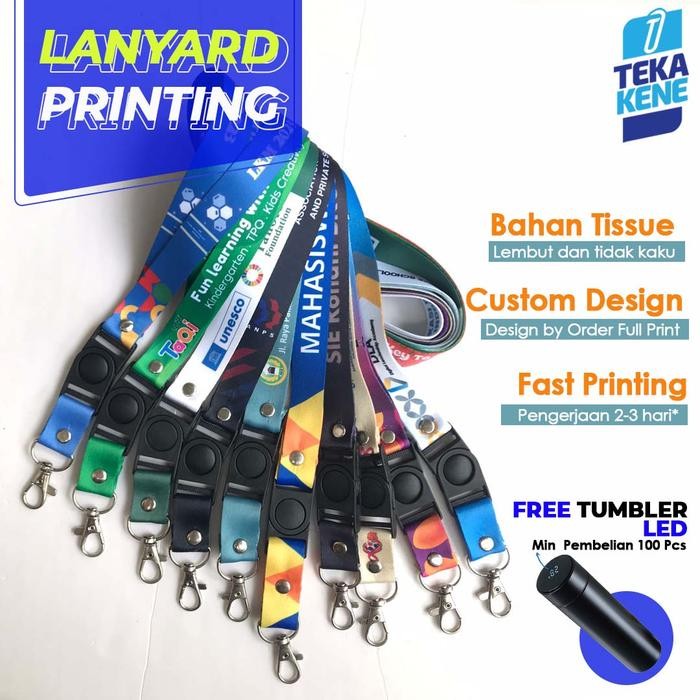 

New Lanyard Custom Full Print 1 sisi atau 2 sisi berkualitas
