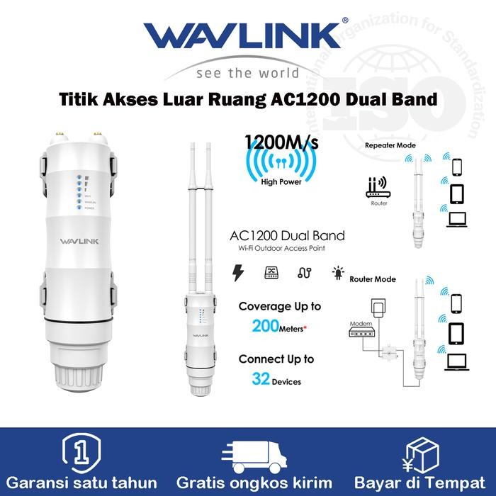 WAVLINK AC1200 Dual Band Outdoor Access Point, Extender Wi-Fi Jarak Jauh Luar Ruangan dengan PoE