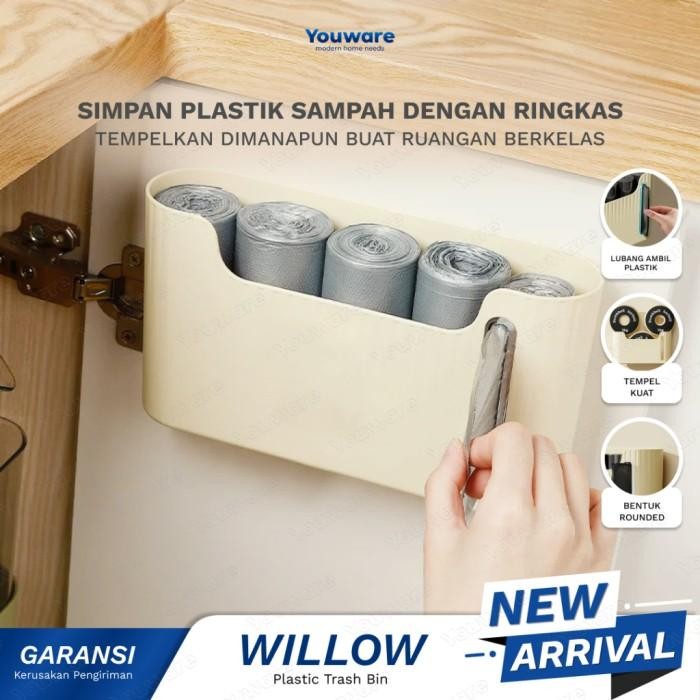 ASLI Youware - Willow Tempat Penyimpanan Plastik Sampah / Kotak Simpan Wadah Sampah Praktis Isi