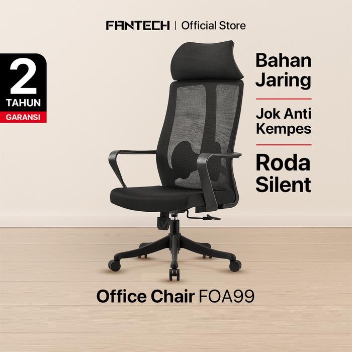 Trendi Kursi Kantor Kerja Ergonomis Foa99 Working Chair - Black Furniture Aluminium Sandaran